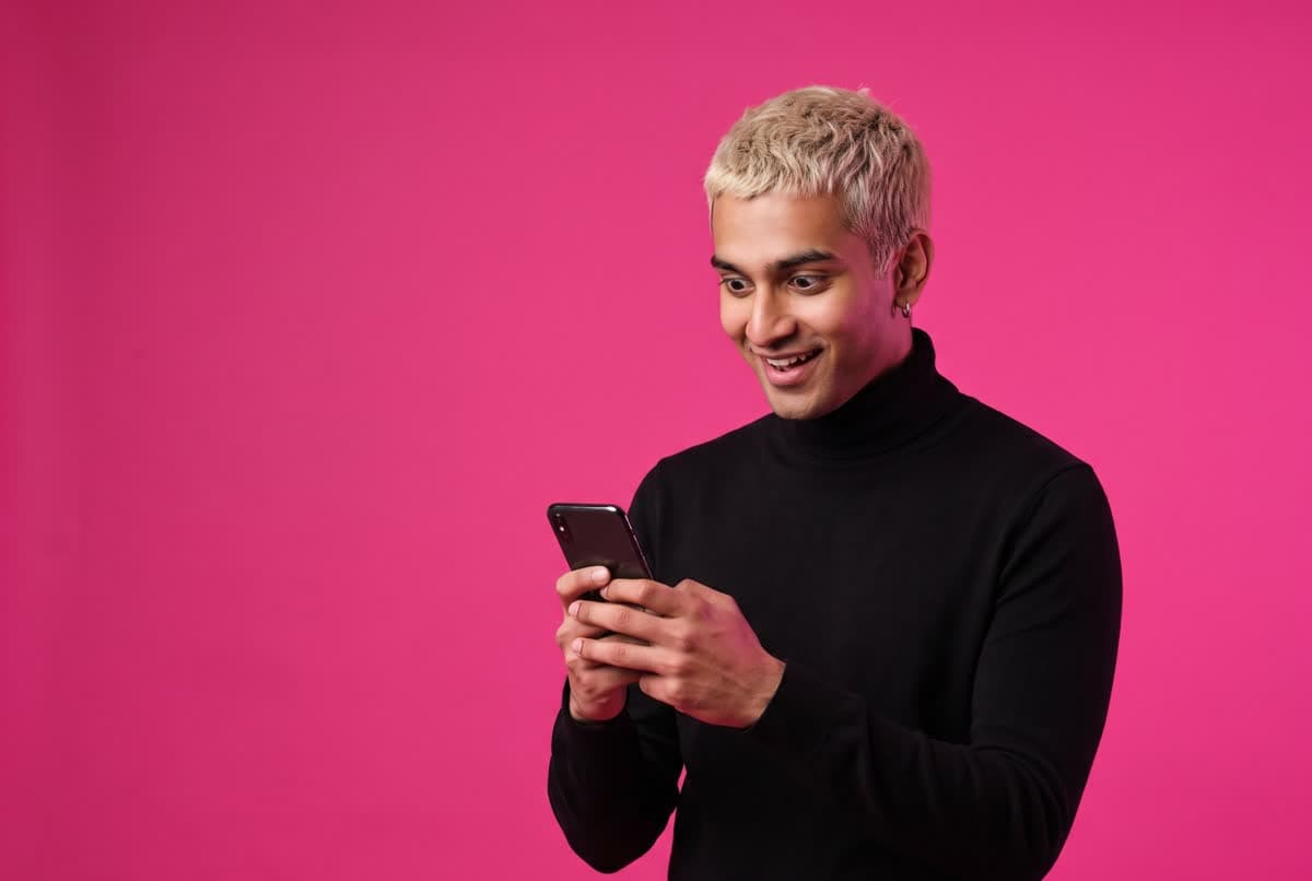 A creator amazed at messages on his phone