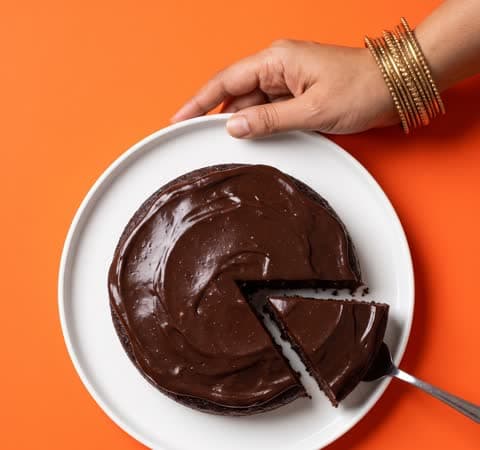 Chocolate cake on a plate
